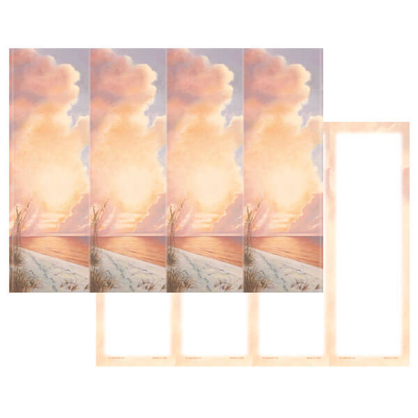 A 4-up micro-perforated bookmark sheet, Footprints design